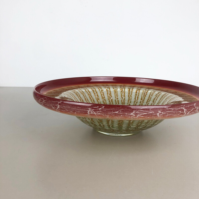 Vintage Glass Bowl by Karl Wiedmann for WMF Ikora 1930s 