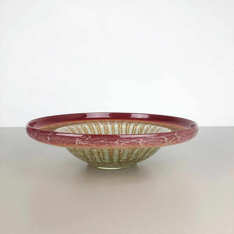 Vintage Glass Bowl by Karl Wiedmann for WMF Ikora 1930s 