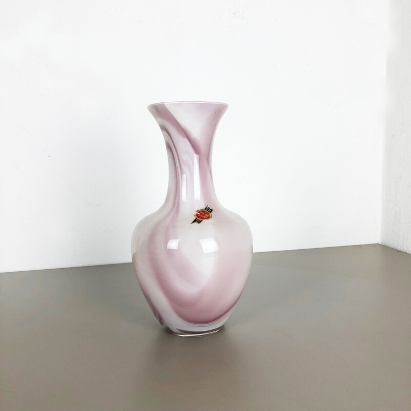 Grande vaso opalino rosa vintage 1970