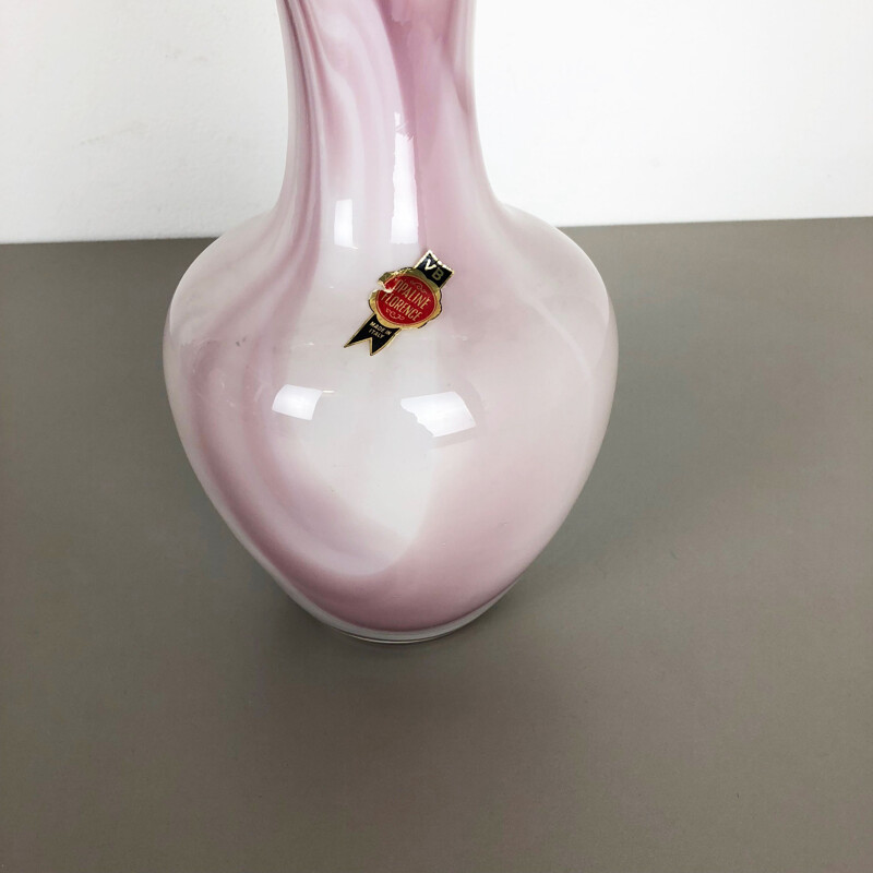 Grote vintage roze opaline vaas 1970