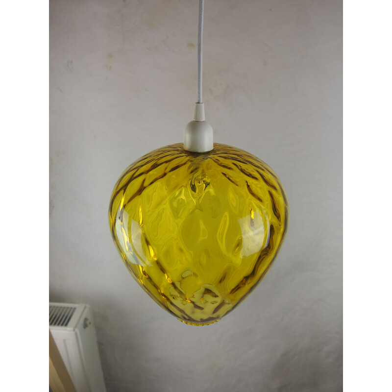 Vintage pendant lamp VENINI amber glass space age