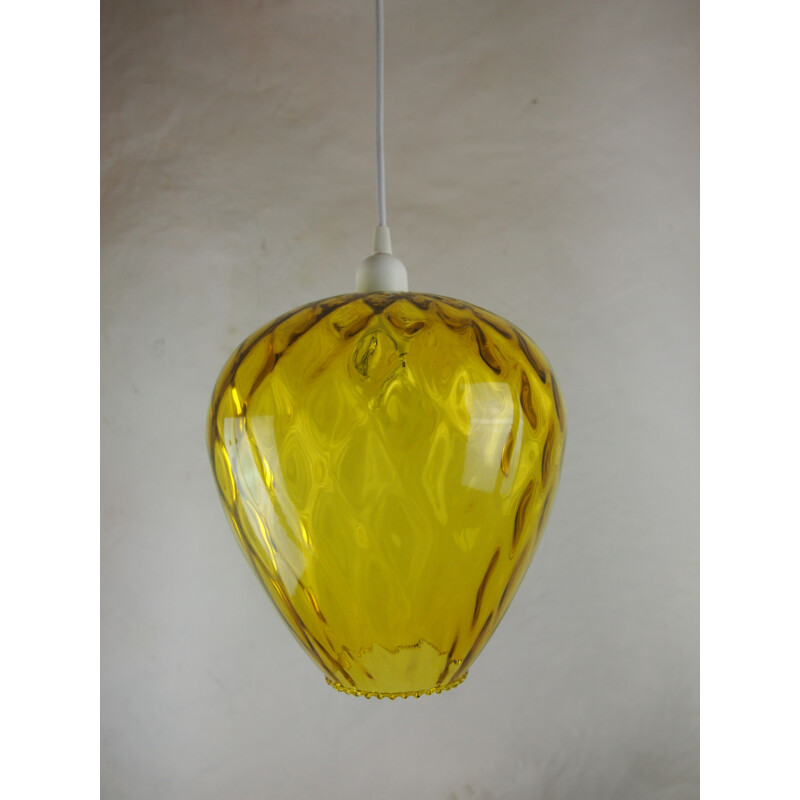 Vintage pendant lamp VENINI amber glass space age