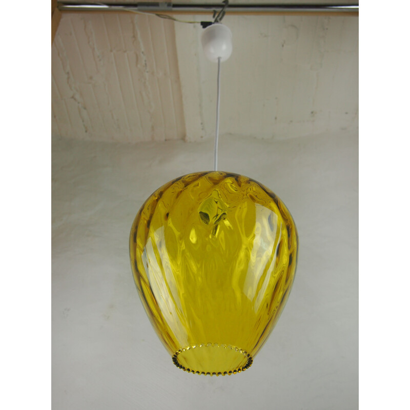 Vintage pendant lamp VENINI amber glass space age