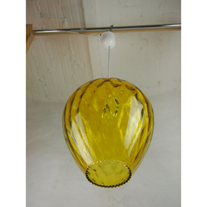 Vintage pendant lamp VENINI amber glass space age