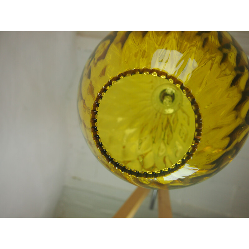 Vintage pendant lamp VENINI amber glass space age