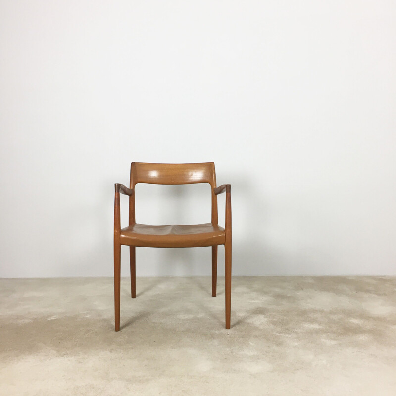 Poltrona vintage in teak modello 77 di Niels O. Möller 1960