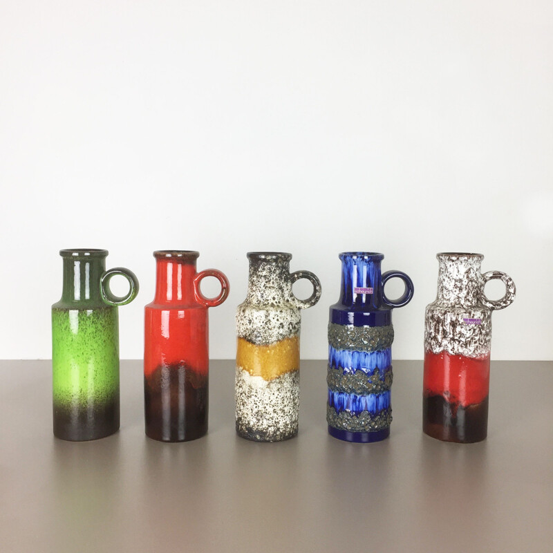 Set van 5 vintage porseleinen vazen van Scheurich, Duitsland 1970