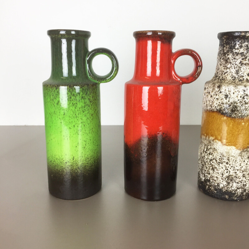 Set of 5 vintage porcelain vases by Scheurich, Germany 1970