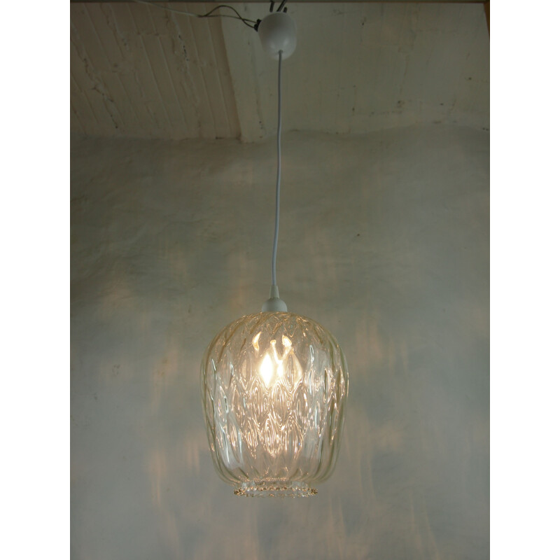 Lámpara de suspensión vintage VENINI de cristal de Murano Space Age