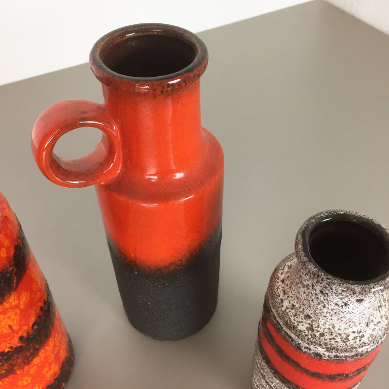 Set of 6 vintage pottery Fat Lava vases by Scheurich