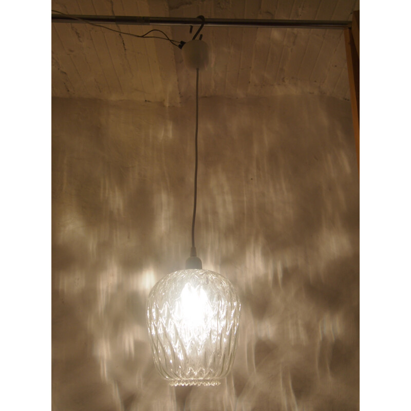 Lámpara de suspensión vintage VENINI de cristal de Murano Space Age