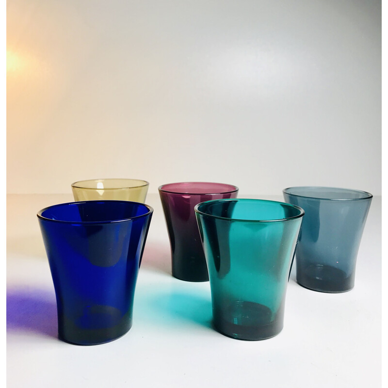 Set of 5 vintage glasses by Kaj Franck Nuutajärvi Kartio Finland 1960-70s