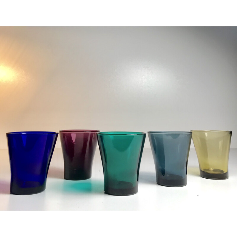 Set of 5 vintage glasses by Kaj Franck Nuutajärvi Kartio Finland 1960-70s