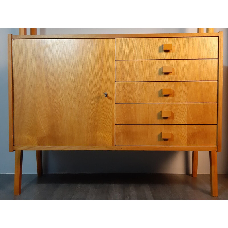 Vintage highboard with glass case Tatra by Frantisek Jirak 1960s