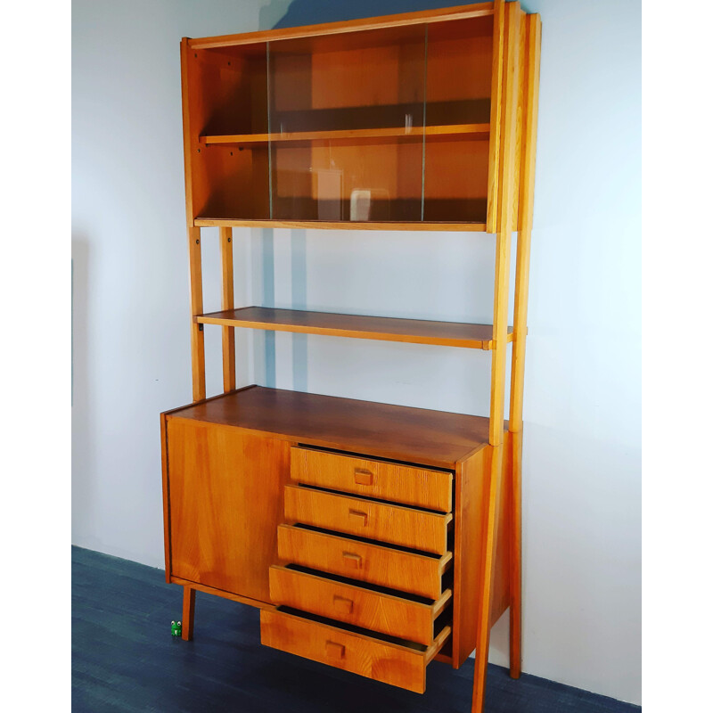 Vintage highboard with glass case Tatra by Frantisek Jirak 1960s