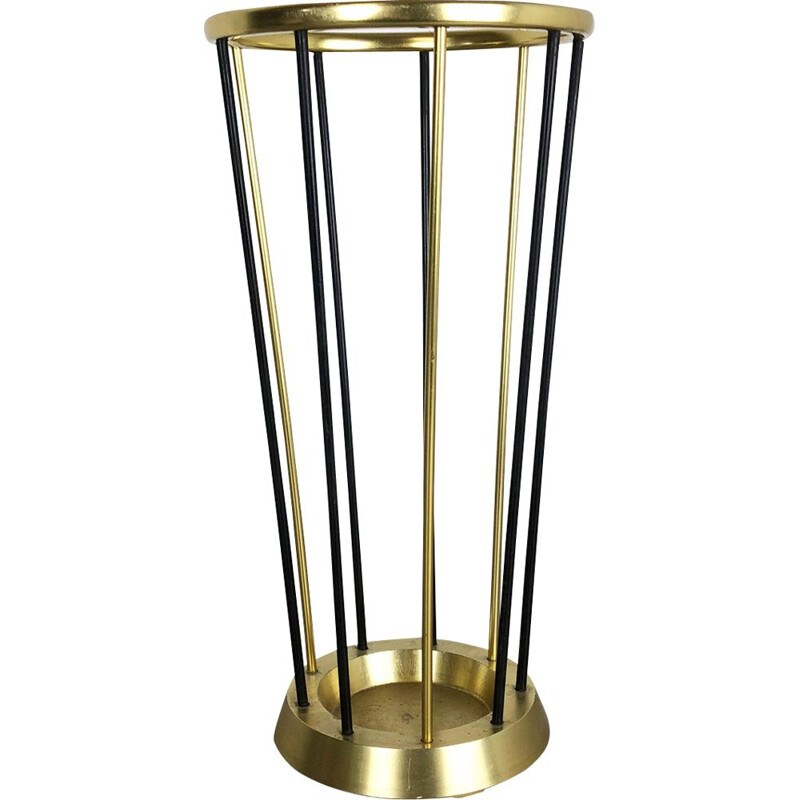 Vintage metal and brass umbrella stand, Germany, 1950