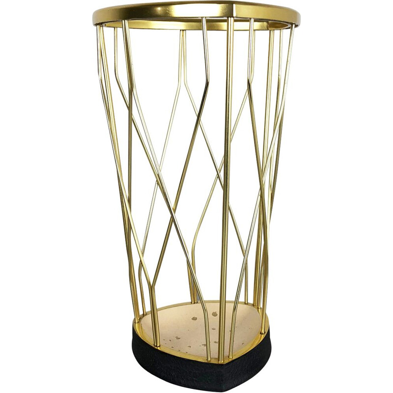 Vintage metal and brass umbrella stand, Germany 1950