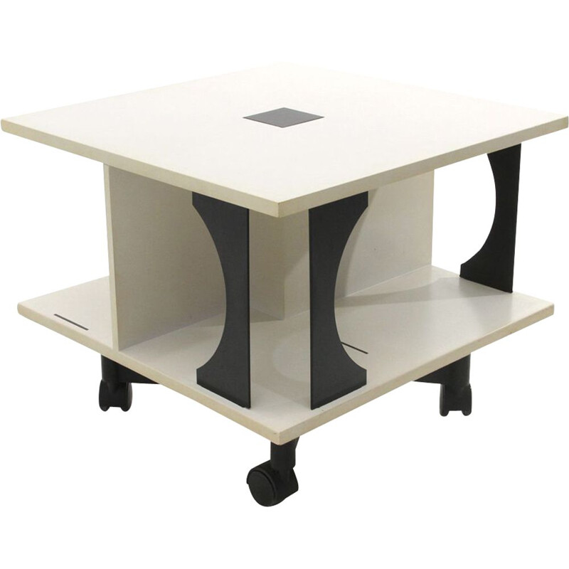 Vintage italian black and white coffee table by Anna Castelli Ferrieri for Kartell