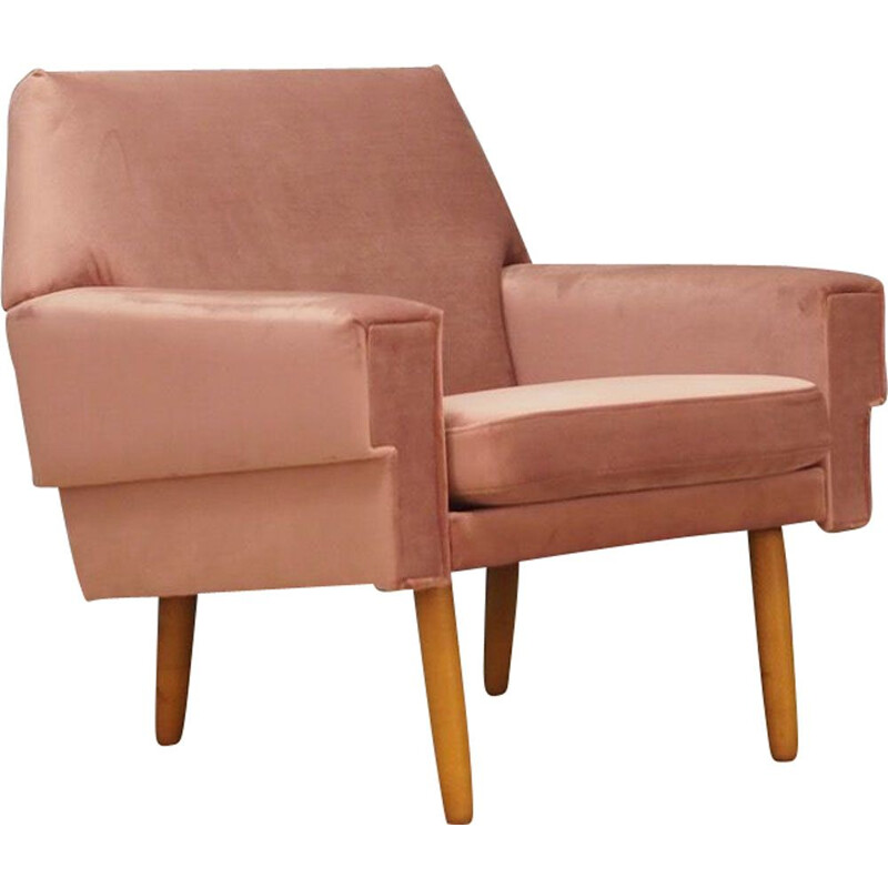 Vintage armchair pink velvet Denmark 1960-70s