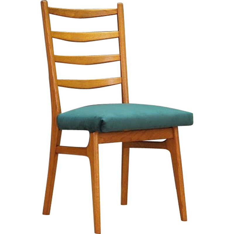 Ensemble de 4 chaises vintage en teck et velours vert Danemark 1960-70s