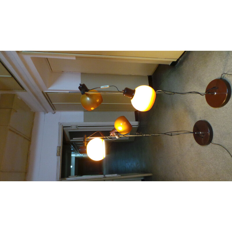 Pair of vintage floor lamps in metal by Szarvasi