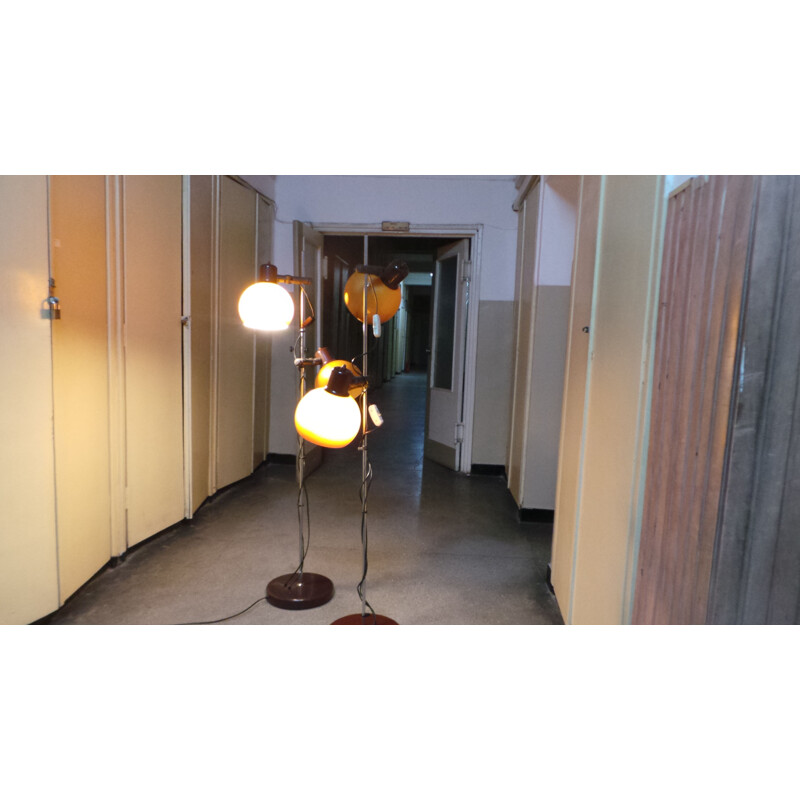 Pair of vintage floor lamps in metal by Szarvasi