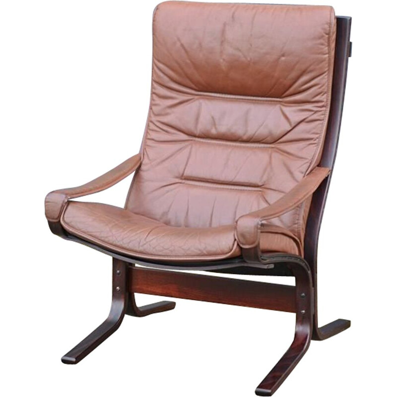 Vintage "Siesta" leather armchair by Ingmar Relling for Westnofa, 1960