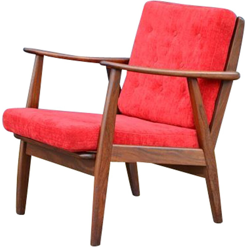 Lounge chair vintage Scandinave en teck, 1960