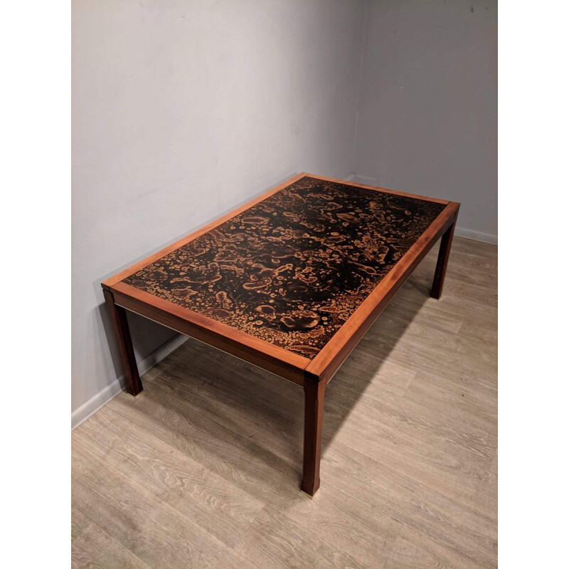 Swedish coffee table in teak and brass