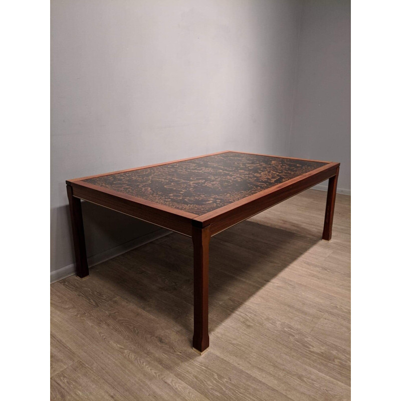 Swedish coffee table in teak and brass