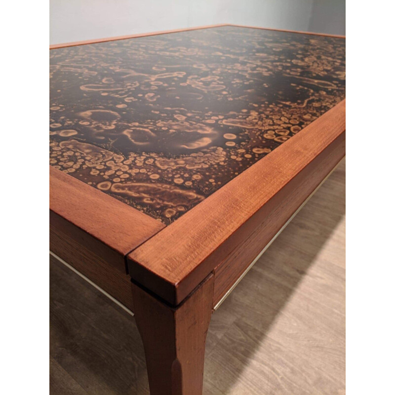 Swedish coffee table in teak and brass