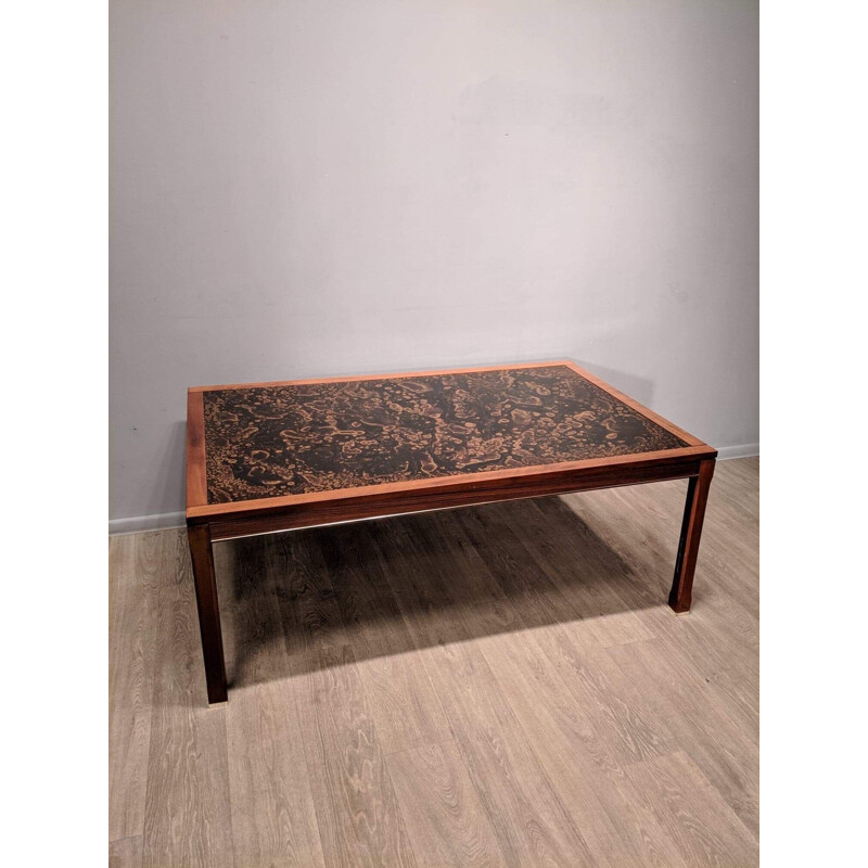 Swedish coffee table in teak and brass