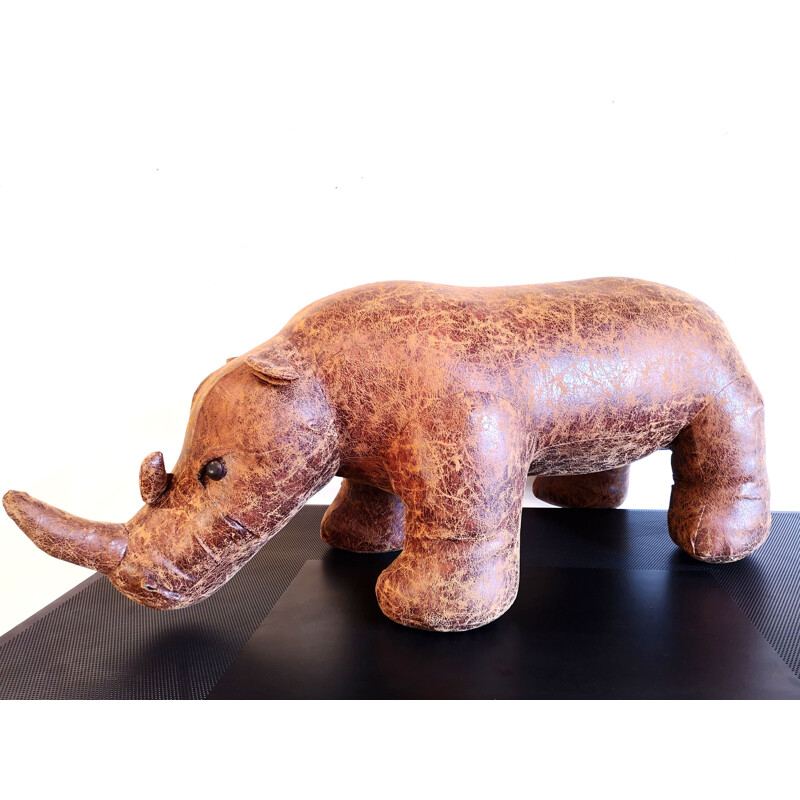 Tabouret Rhinoceros marron vintage