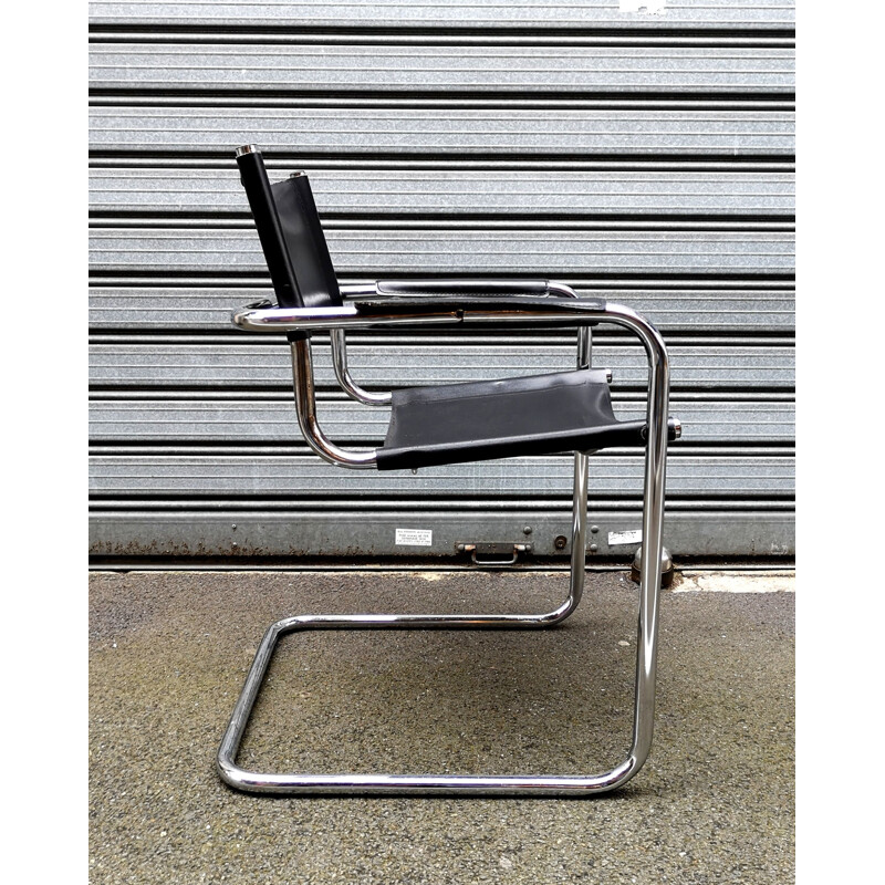 Armchair and desk in black metal bauhaus style