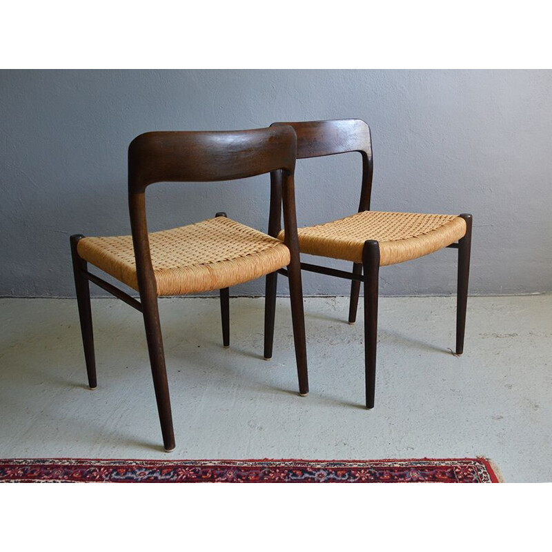 Set of 4 vintage chairs Niels Moller No 75