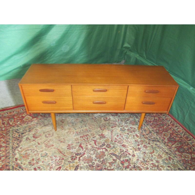 Vintage chest of 6 drawers in teak 1970