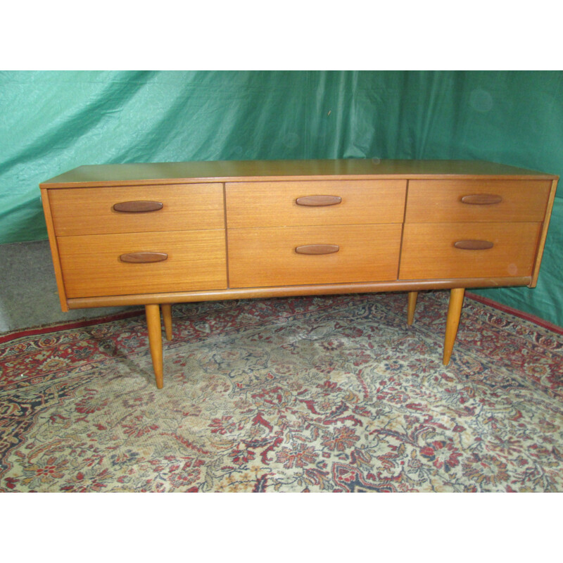 Vintage chest of 6 drawers in teak 1970