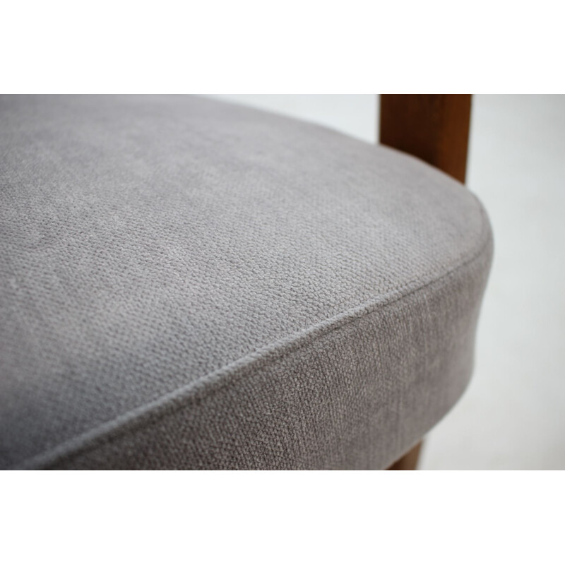 Vintage danish armchair in teak beech and grey fabric 1960