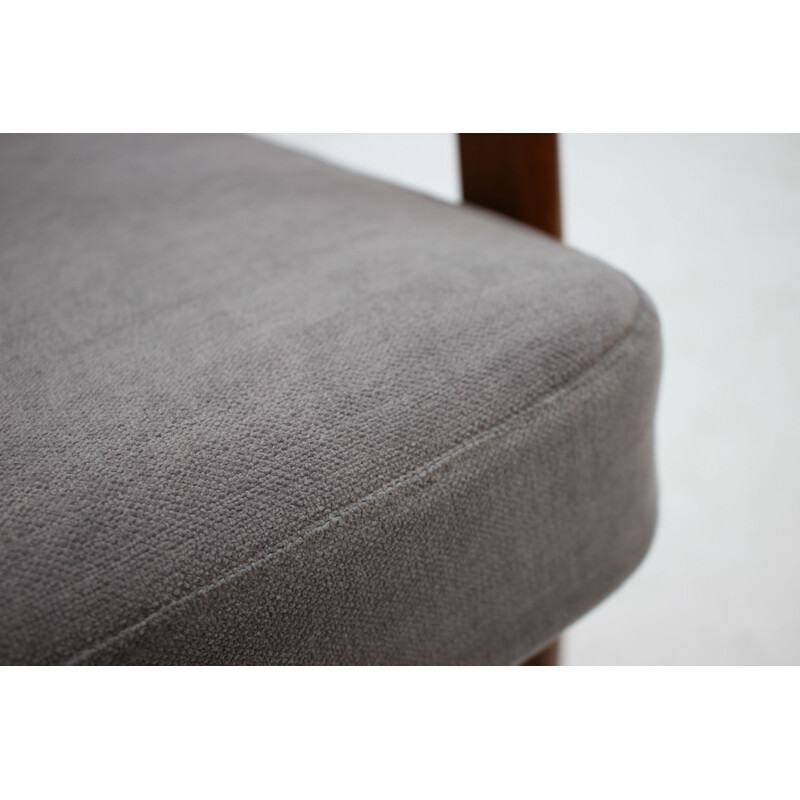 Vintage danish armchair in grey fabric teak and beech 1960