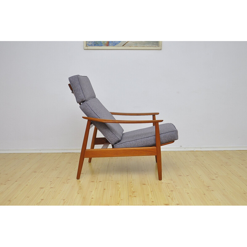 Vintage FD-164 armchair for Cado in grey wool and teakwood 1960