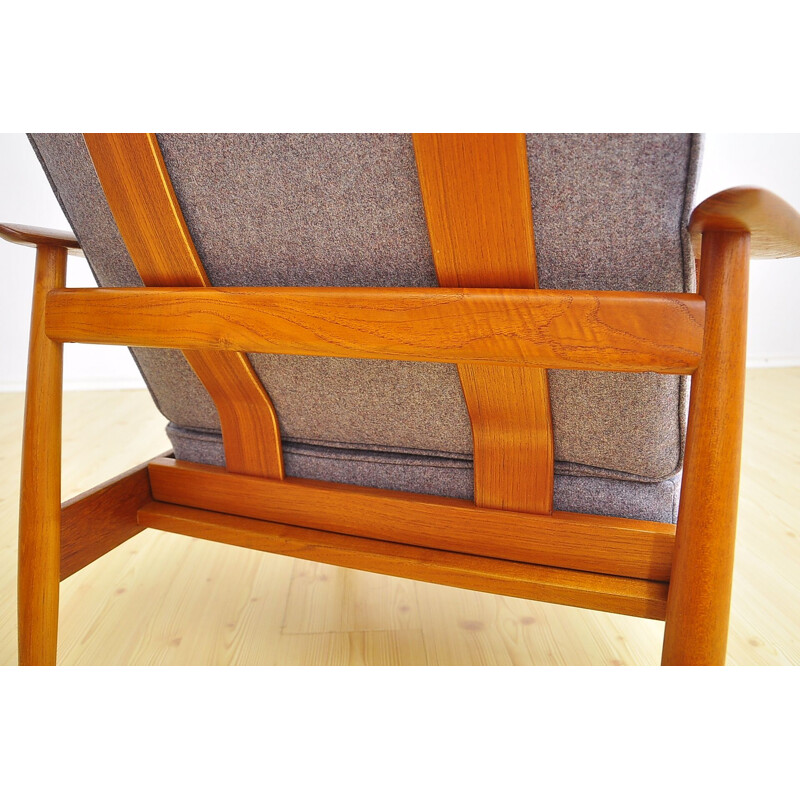 Vintage FD-164 armchair for Cado in grey wool and teakwood 1960