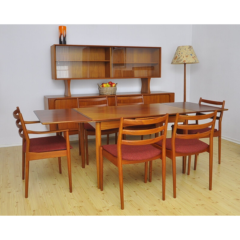 Set of 6 vintage model 191 chairs for France & Søn in red wool and teakwood 1960