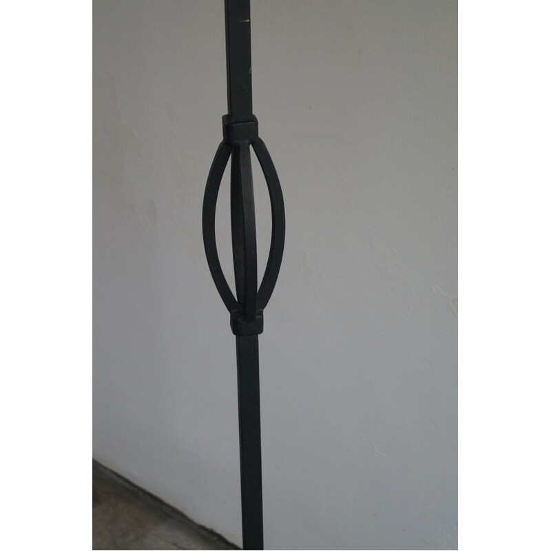 French vintage floor lamp in black wrought iron 1930