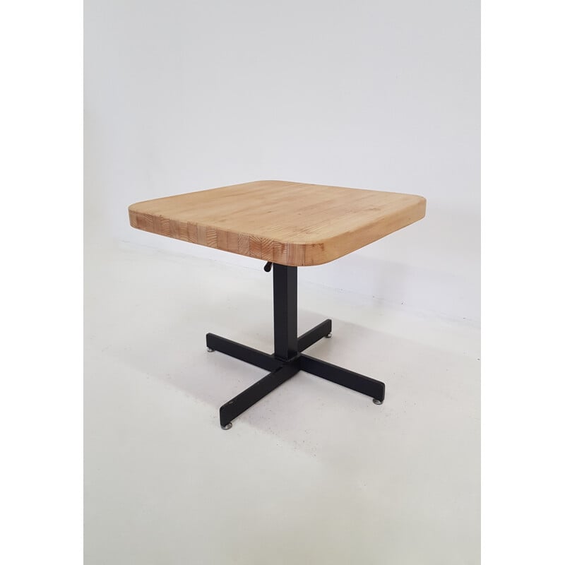 Vintage table Les Arcs by Perriand in pine and metal 1960