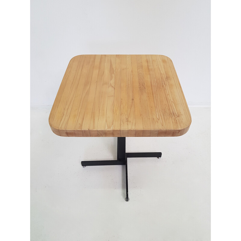 Vintage table Les Arcs by Perriand in pine and metal 1960