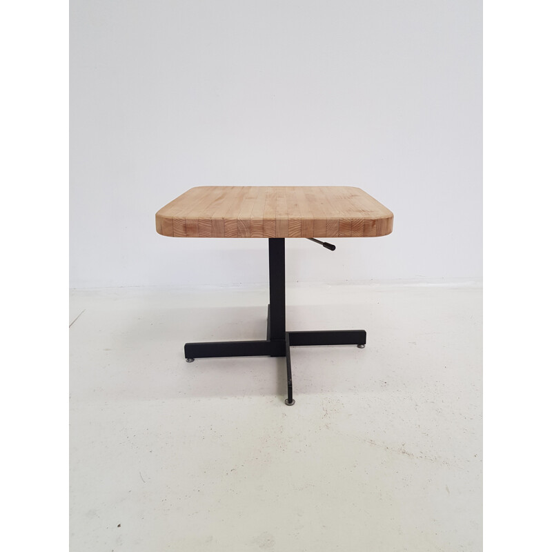 Vintage table Les Arcs by Perriand in pine and metal 1960