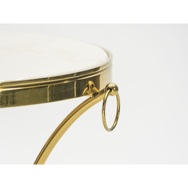 Pair of vintage side tables for Maison Charles in marble and brass 1970