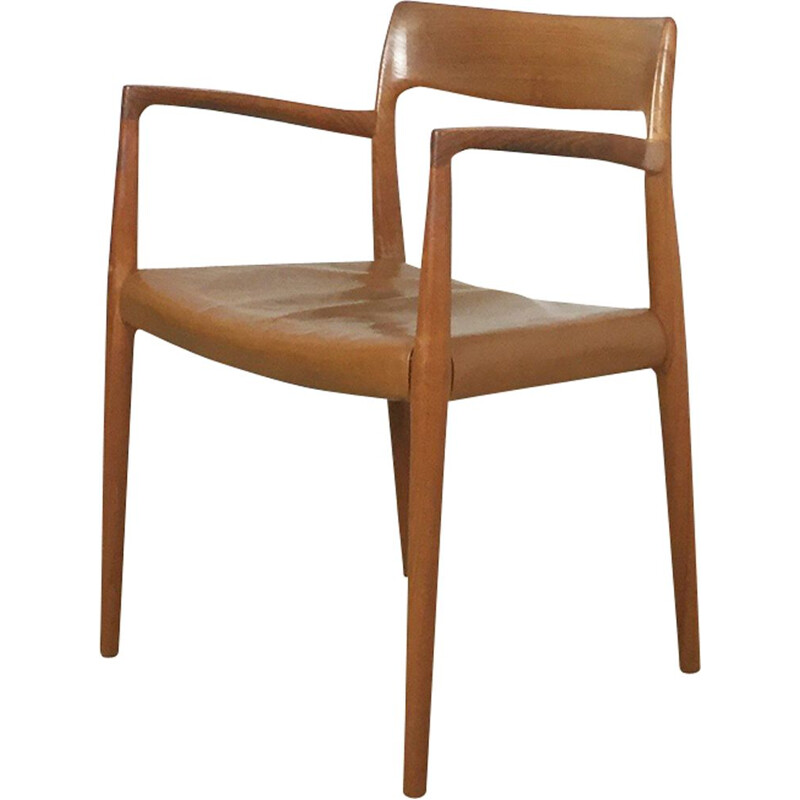 Vintage teakhouten fauteuil model 77 van Niels O. Möller 1960