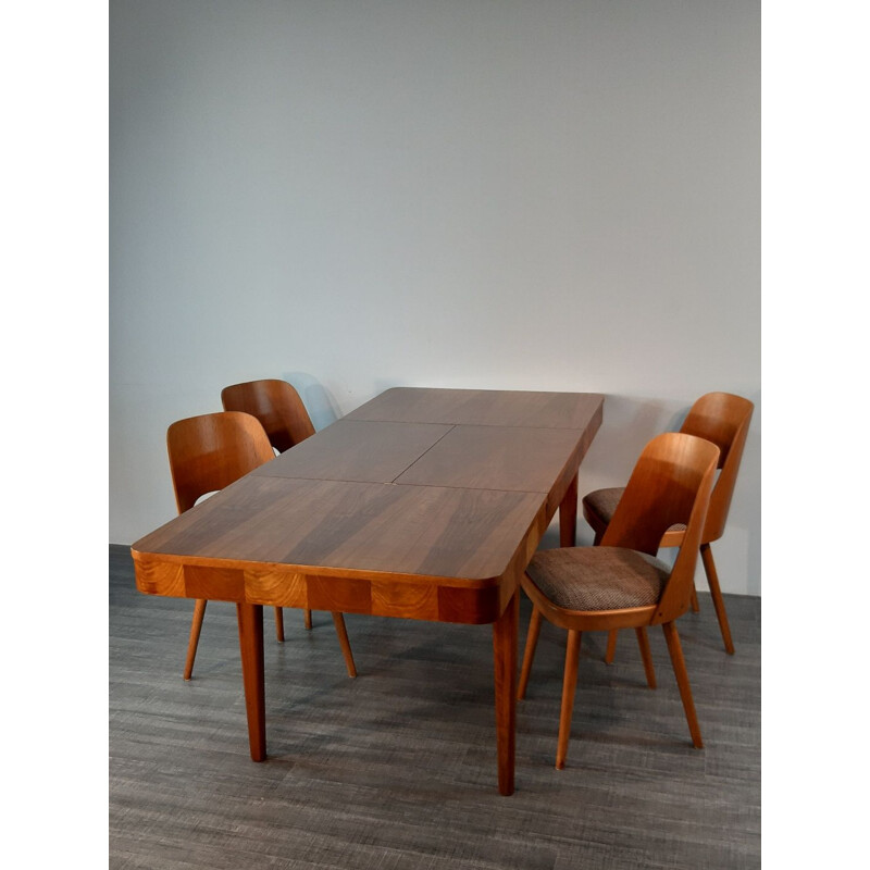 Vintage extendable table for UP zavody in walnut 1950