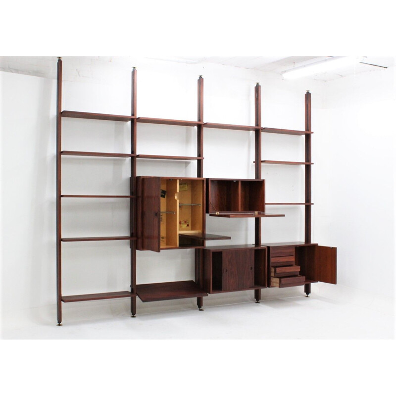 Vintage modular bookcase in rosewood Italy 1950s